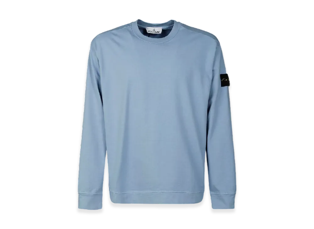 Stone Island 63750 Garment Dyed Gauzed Cotton Crewneck Sweatshirt - 22FW "Pastel Blue"