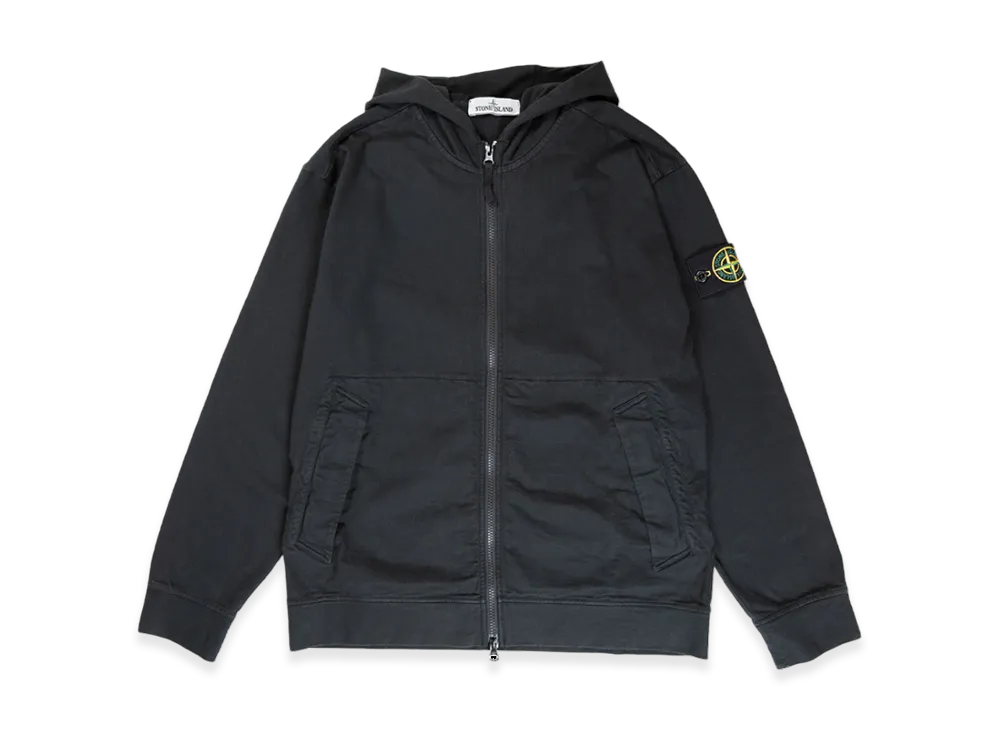 Stone Island 63650 Heavy Cotton Jersey Garment Dyed Hooded Full Zip Sweatshirt - 22SS "Black"