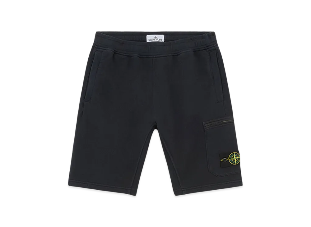 Stone Island 63620 Brushed Organic Cotton Fleece Cargo Bermuda Shorts with Pockets - 24FW "Navy Blue"