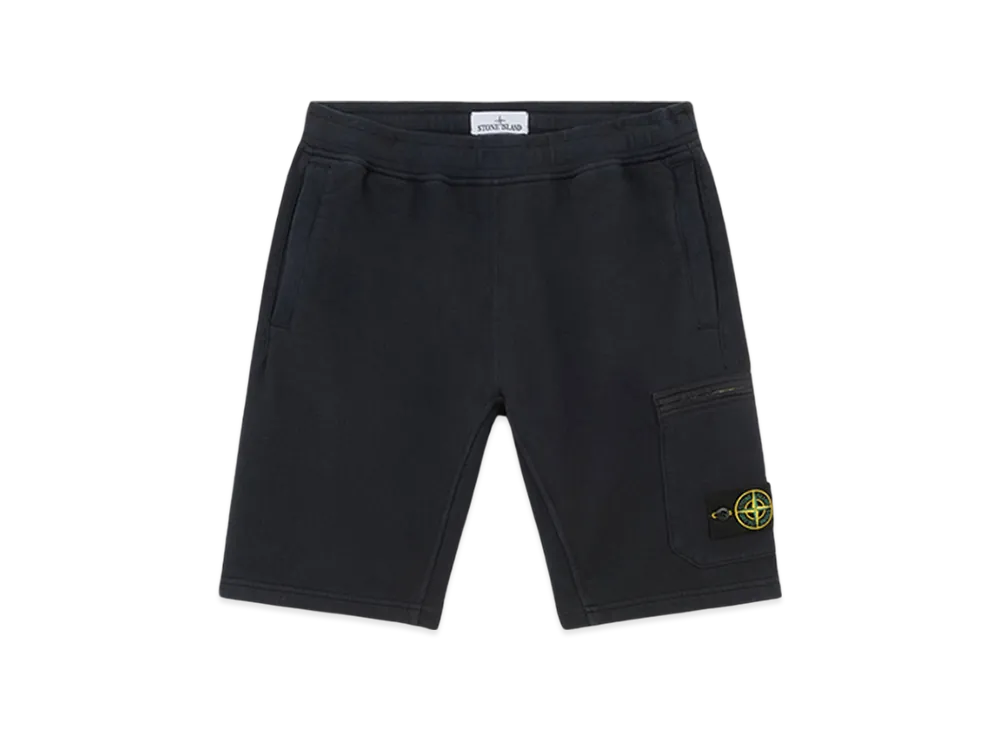 Stone Island 63620 Brushed Organic Cotton Fleece Cargo Bermuda Shorts with Pockets - 24FW "Black"
