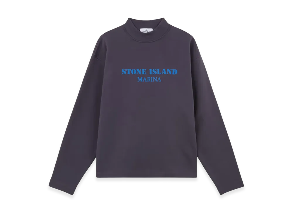 Stone Island 631X5 Marina Cotton Fleece Oversized Fit Mock Neck Sweatshirt - 24FW "Ink Blue"