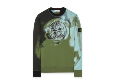 Stone Island 63045 Brushed Cotton Fleece Garment Dyed Motion Saturation Crewneck Sweatshirt - 22FW "Olive Green"