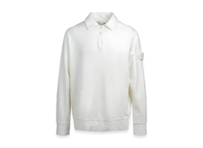 Stone Island 629F3 Ghost Piece Cotton Stretch Fleece Garment Dyed Half Zip Sweatshirt - 22SS "Off White"
