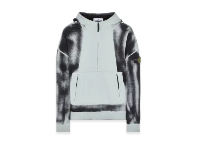 Stone Island 628T2 Hand Sprayed Airbrush Treatment Half Zip Hoodie - 23SS "Sky Blue"