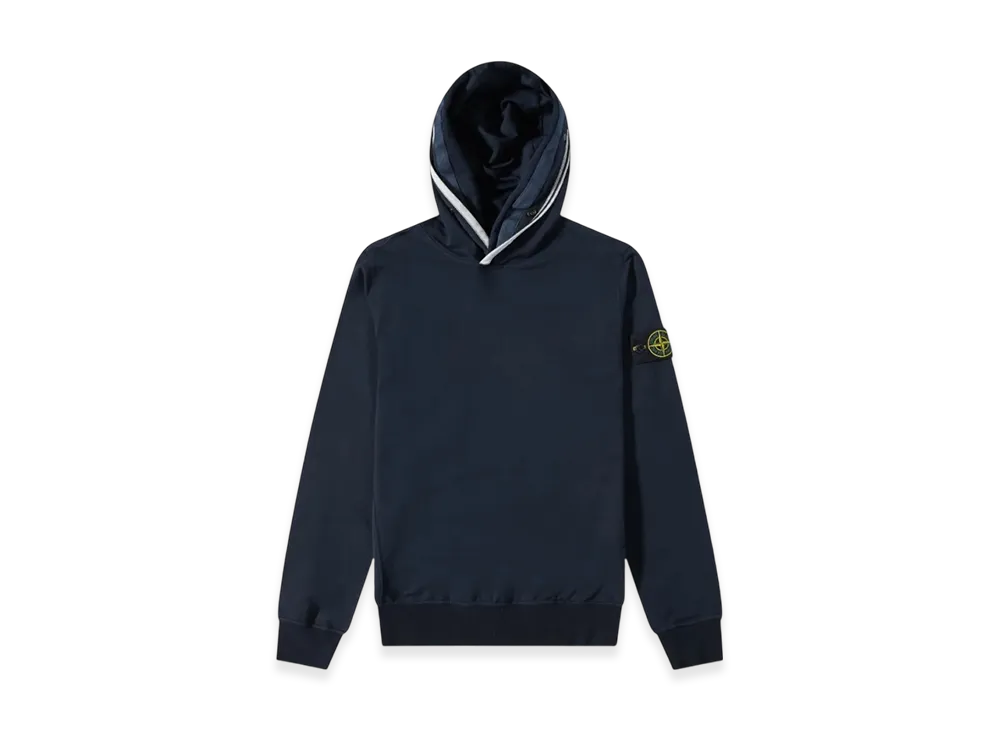 Stone Island 62852 Garment Dyed Cotton Stretch Fleece Hooded Sweatshirt - 22SS "Navy"