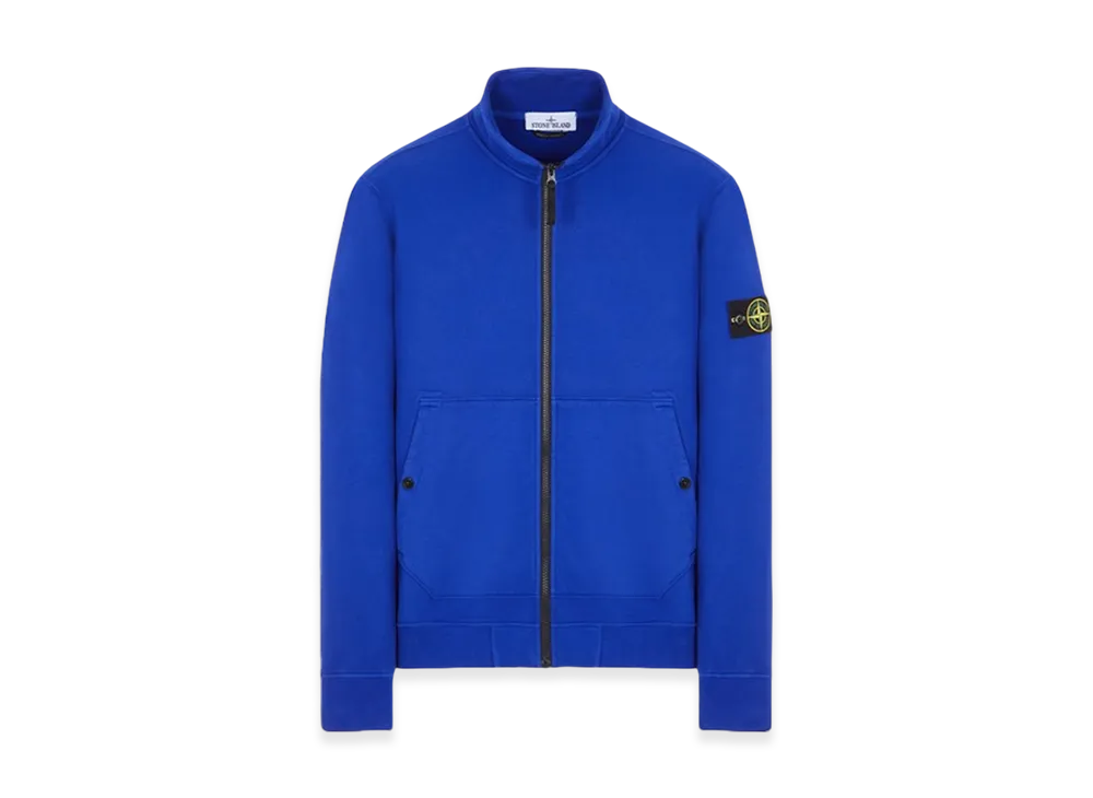 Stone Island 62820 Brushed Cotton Fleece Garment Dyed Full Zip Up Sweatshirt - 23FW "Ultramarine Blue"