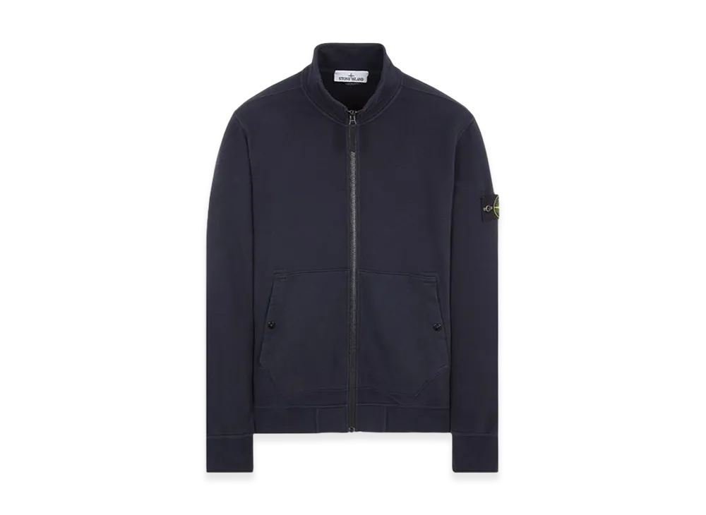 Stone Island 62820 Brushed Cotton Fleece Garment Dyed Full Zip Up Sweatshirt - 23FW "Navy Blue"