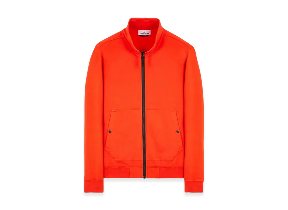 Stone Island 62820 Brushed Cotton Fleece Garment Dyed Full Zip Up Sweatshirt - 23FW "Lobster Red"
