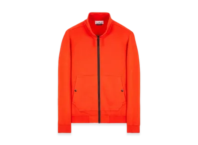 Stone Island 62820 Brushed Cotton Fleece Garment Dyed Full Zip Up Sweatshirt - 23FW "Lobster Red"