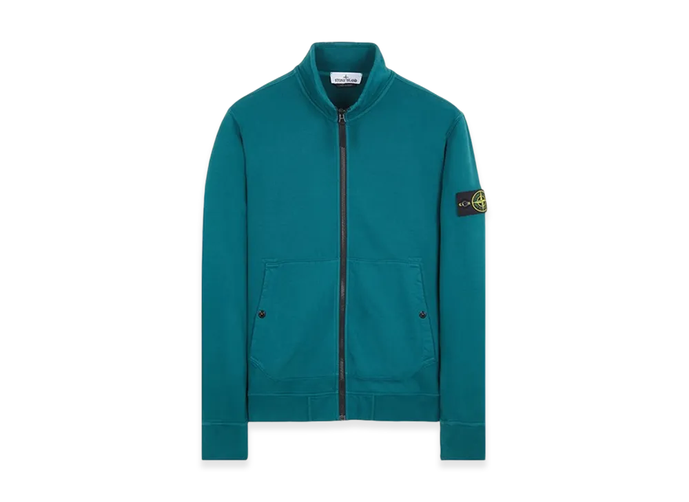 Stone Island 62820 Brushed Cotton Fleece Garment Dyed Full Zip Up Sweatshirt - 23FW "Dark Teal Green"