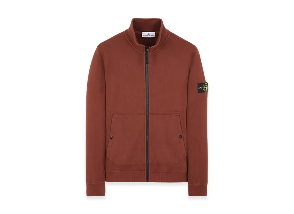 Stone Island 62820 Brushed Cotton Fleece Garment Dyed Full Zip Up Sweatshirt - 23FW "Chestnut Brown"