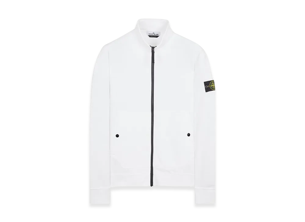 Stone Island 62820 Brushed Cotton Fleece Garment Dyed Full Zip Up Sweatshirt - 23FW "White"