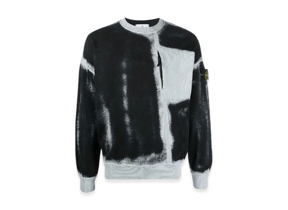 Stone Island 627T2 Wappen Patch Spray Sweatshirt - 23SS "Sky Blue/Black"