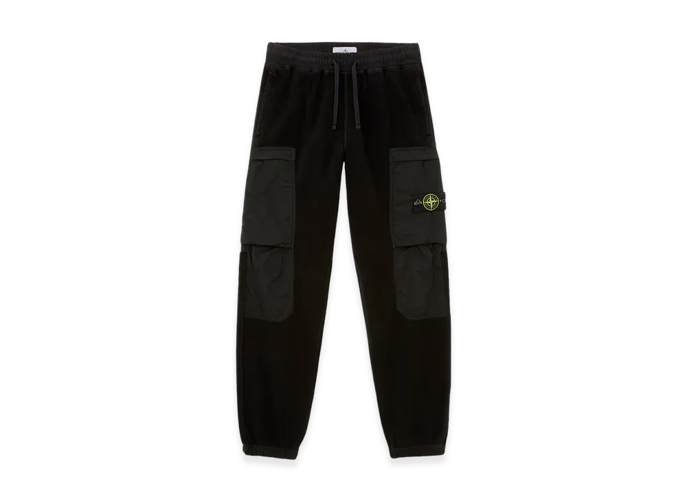 Stone Island 62753 Cotton Pile with Nylon TC Cargo Jogger Pants with Pockets - 24FW "Black"