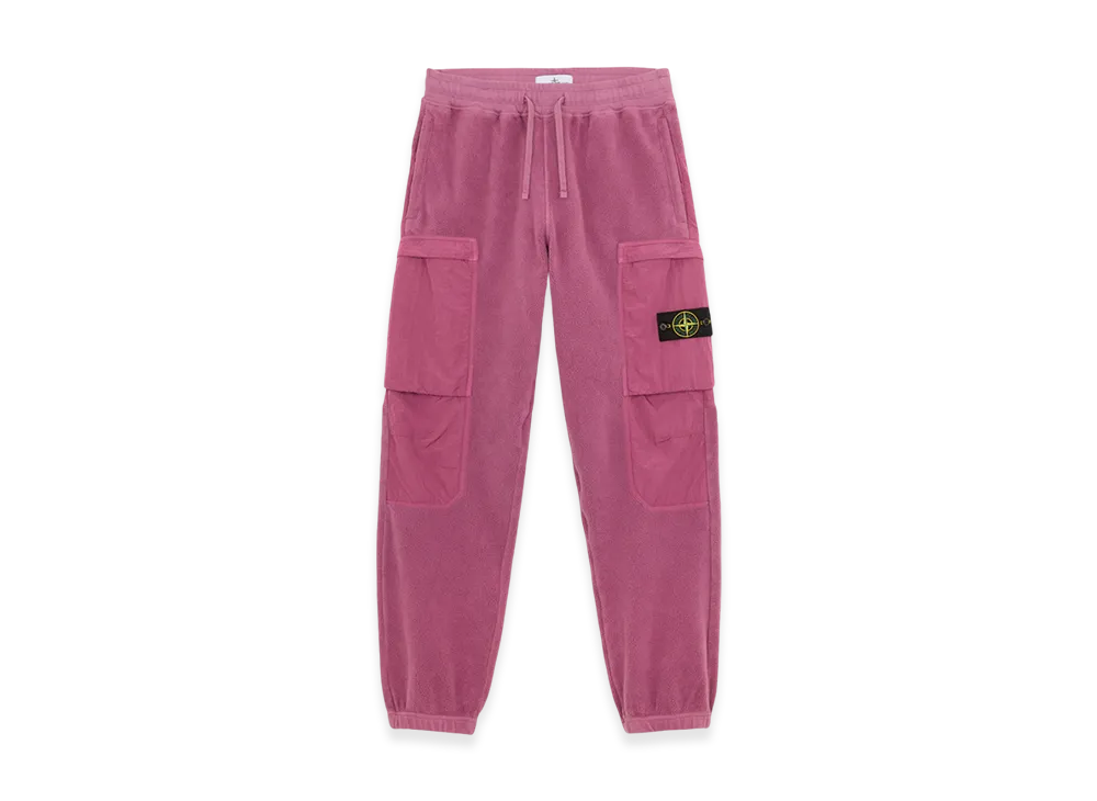 Stone Island 62753 Cotton Pile with Nylon TC Cargo Jogger Pants with Pockets - 24FW "Onion Rose"
