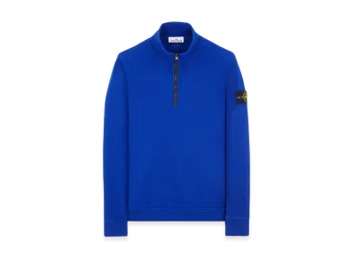 Stone Island 62720 Brushed Cotton Fleece Garment Dyed Half Zip Up Sweatshirt - 23FW "Ultramarine Blue"