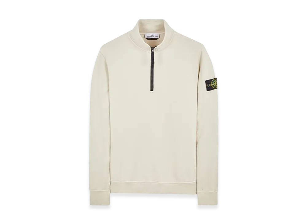 Stone Island 62720 Brushed Cotton Fleece Garment Dyed Half Zip Up Sweatshirt - 23FW "Stucco"