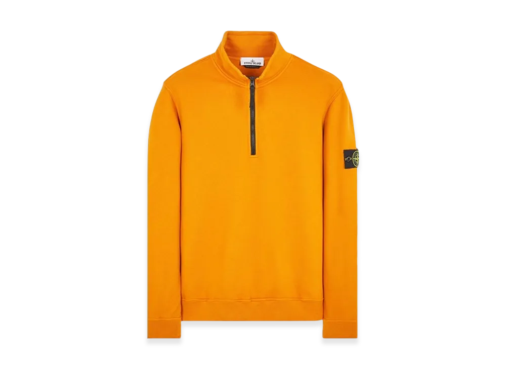 Stone Island 62720 Brushed Cotton Fleece Garment Dyed Half Zip Up Sweatshirt - 23FW "Rust"