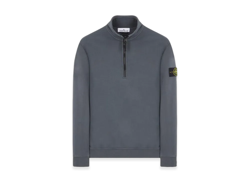 Stone Island 62720 Brushed Cotton Fleece Garment Dyed Half Zip Up Sweatshirt - 23FW "Lead"