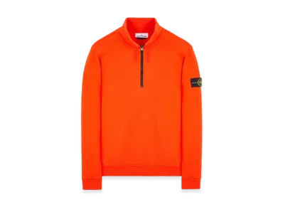 Stone Island 62720 Brushed Cotton Fleece Garment Dyed Half Zip Up Sweatshirt - 23FW "Lobster Red"