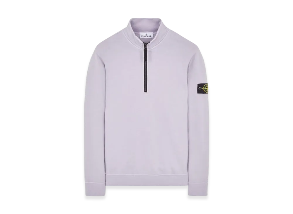 Stone Island 62720 Brushed Cotton Fleece Garment Dyed Half Zip Up Sweatshirt - 23FW "Lavender"