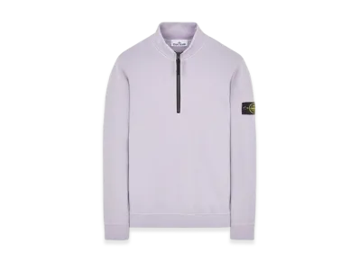 Stone Island 62720 Brushed Cotton Fleece Garment Dyed Half Zip Up Sweatshirt - 23FW "Lavender"