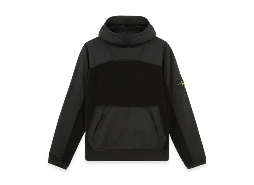 Stone Island 62653 Cotton Pile with Nylon-TC Hooded Sweatshirt with Pockets - 24FW "Black"