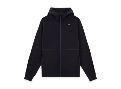 Stone Island 622G5 Light Stretch Wool Cotton Fleece Stone Island Stellina Full-Zipper Hooded Sweatshirt with Pockets - 24FW "Marine Blue"