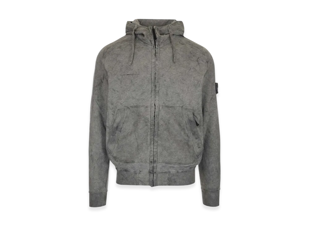 Stone Island 62190 Dust Colour Treatment Full Zip Hooded Sweatshirt - 21SS "Grey"