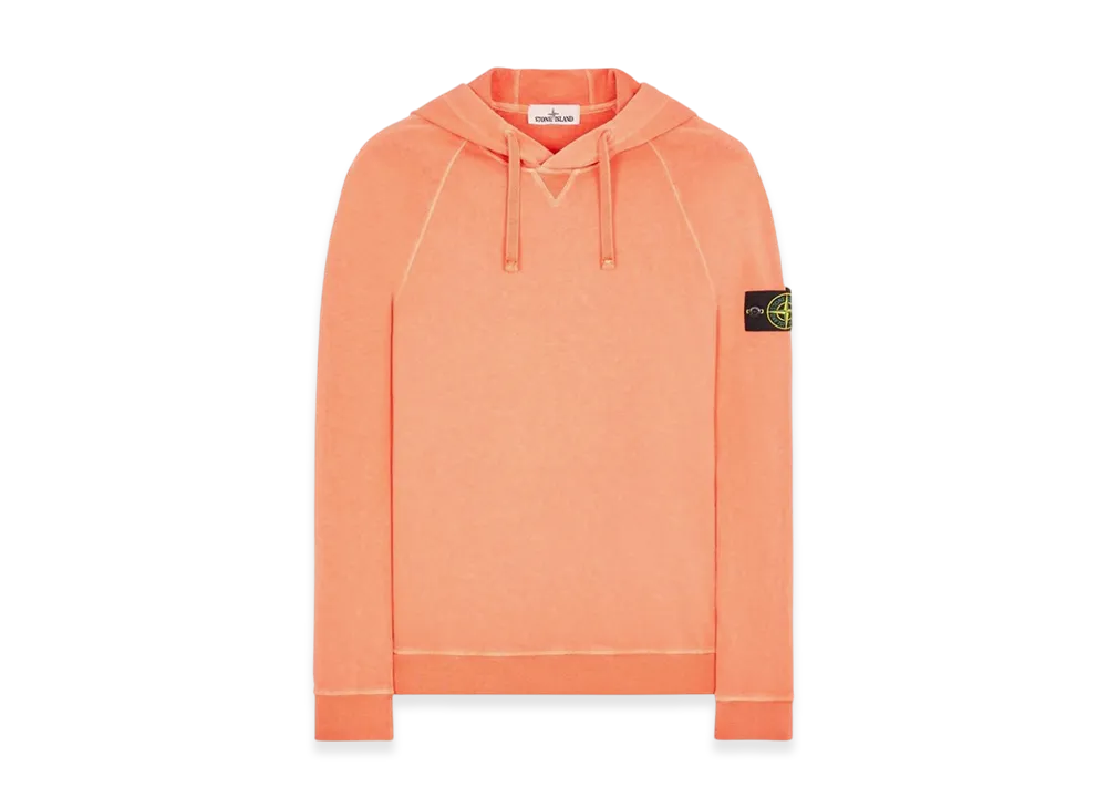Stone Island 62160 Malfile Fleece Garment Dyed Hooded Sweatshirt - 22SS "Orange"