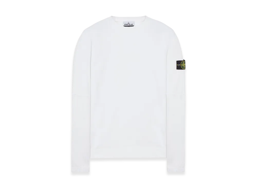 Stone Island 62020 Brushed Cotton Fleece Garment Dyed Sweatshirt - 22FW "White"