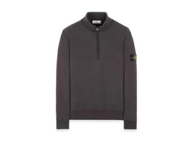 Stone Island 61951 Cotton Fleece Garment Dyed Half Zip Sweatshirt - 24SS "Steel Gray"