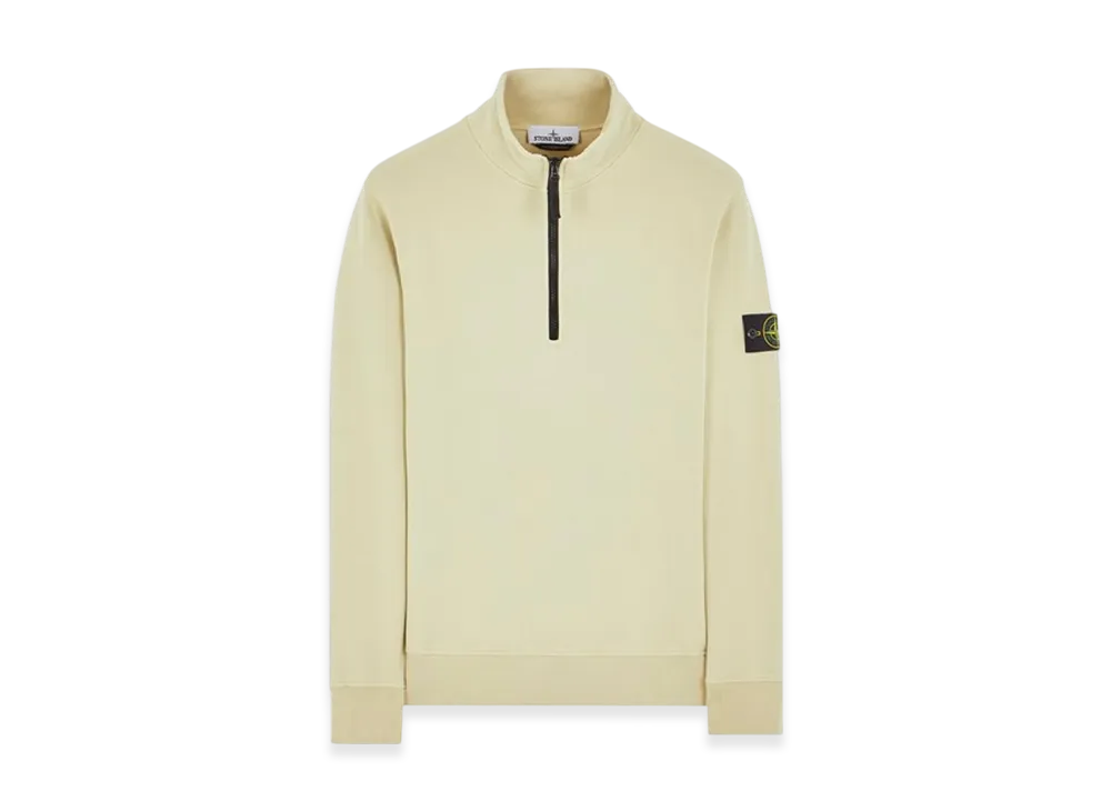 Stone Island 61951 Cotton Fleece Garment Dyed Half Zip Sweatshirt - 24SS "Ecru"