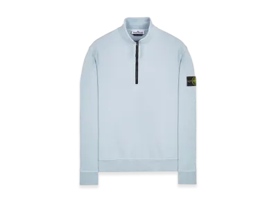 Stone Island 61951 Cotton Fleece Garment Dyed Half Zip Sweatshirt - 24SS "Sky Blue"
