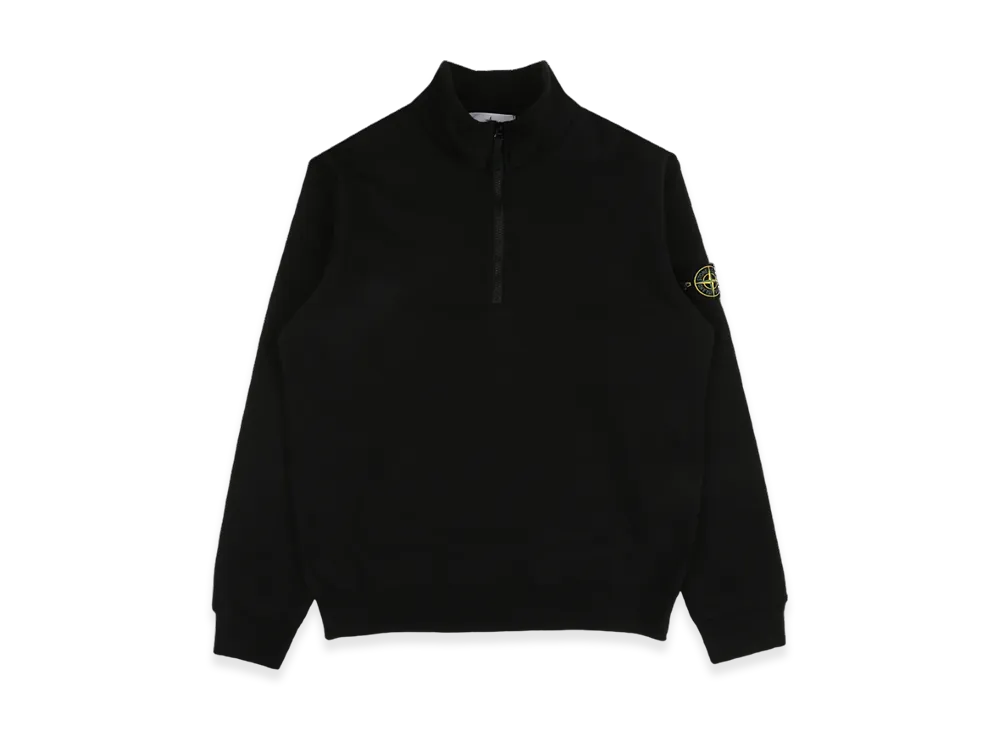 Stone Island 61951 Cotton Fleece Garment Dyed Half Zip Sweatshirt - 24SS "Black"