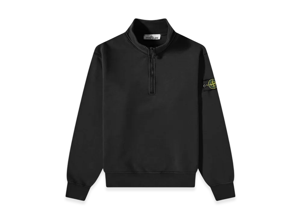 Stone Island 61951 Cotton Fleece Garment Dyed Half Zip Sweatshirt - 23SS "Black"