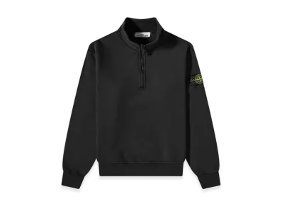 Stone Island 61951 Cotton Fleece Garment Dyed Half Zip Sweatshirt - 23SS "Black"