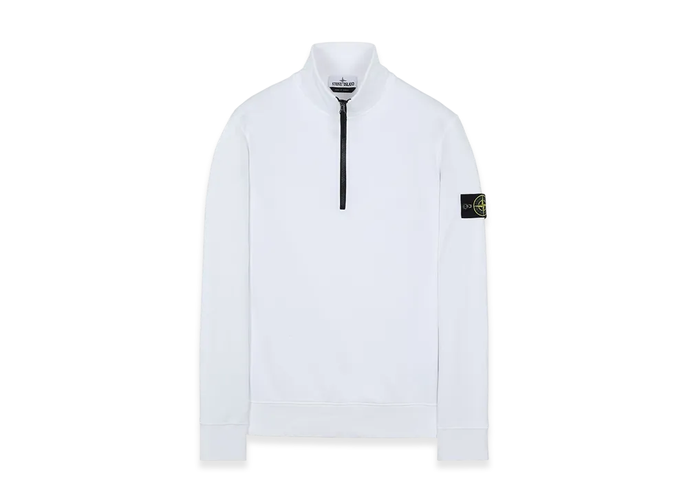 Stone Island 61951 Cotton Fleece Garment Dyed Half Zip Sweatshirt - 22SS "White"