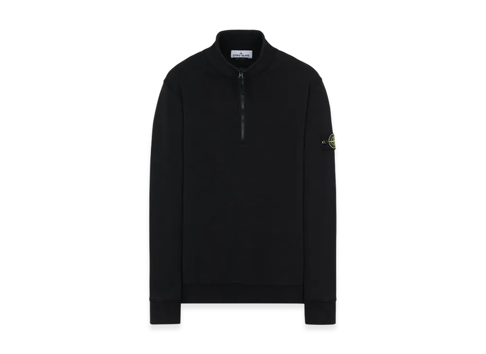 Stone Island 61951 Cotton Fleece Garment Dyed Half Zip Sweatshirt - 22SS "Black"