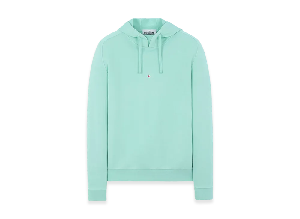 Stone Island 617X2 Marina Logo Fleece Hooded Sweatshirt - 21SS "Aqua"