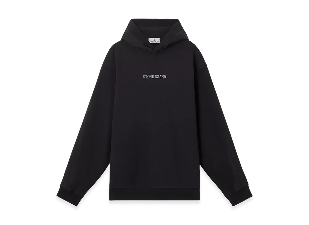 Stone Island 61720 Brushed Organic Cotton Fleece Oversized Fit Hooded Sweatshirt - 24FW "Black"