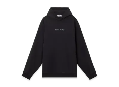Stone Island 61720 Brushed Organic Cotton Fleece Oversized Fit Hooded Sweatshirt - 24FW "Black"