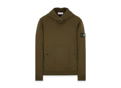 Stone Island 61720 Brushed Cotton Fleece Garment Dyed Crewneck Hooded Sweatshirt - 23FW "Olive Green"