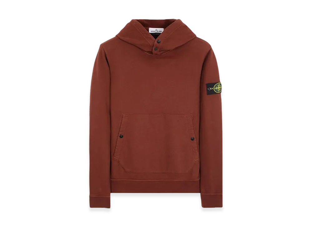 Stone Island 61720 Brushed Cotton Fleece Garment Dyed Crewneck Hooded Sweatshirt - 23FW "Chestnut Brown"