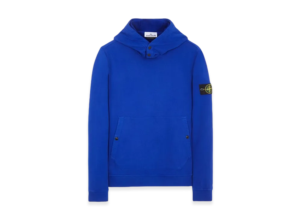 Stone Island 61720 Brushed Cotton Fleece Garment Dyed Crewneck Hooded Sweatshirt - 23FW "Ultramarine Blue"