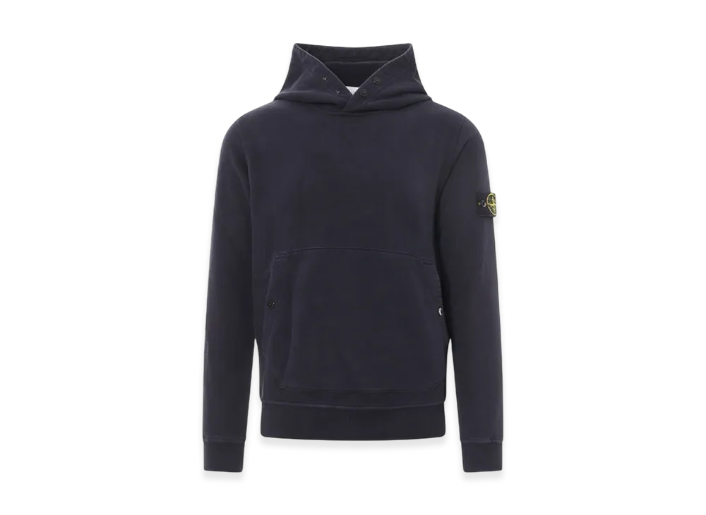 Stone Island 61720 Brushed Cotton Fleece Garment Dyed Crewneck Hooded Sweatshirt - 23FW "Navy Blue"