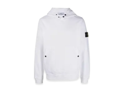 Stone Island 61720 Brushed Cotton Fleece Garment Dyed Crewneck Hooded Sweatshirt - 23FW "White"