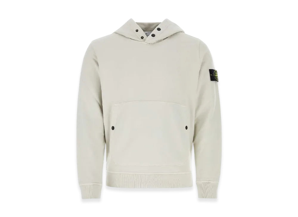Stone Island 61720 Brushed Cotton Fleece Garment Dyed Crewneck Hooded Sweatshirt - 23FW "Stucco"