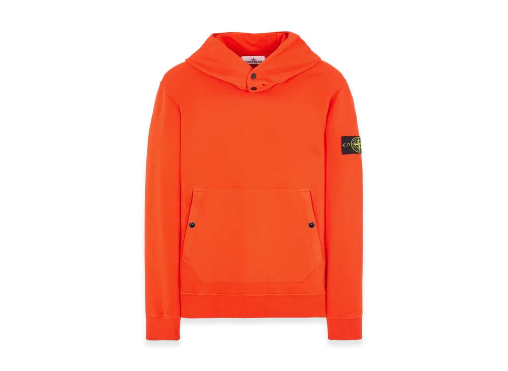 Stone Island 61720 Brushed Cotton Fleece Garment Dyed Crewneck Hooded Sweatshirt - 23FW "Lobster Red"