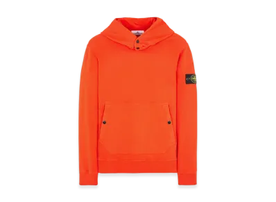 Stone Island 61720 Brushed Cotton Fleece Garment Dyed Crewneck Hooded Sweatshirt - 23FW "Lobster Red"